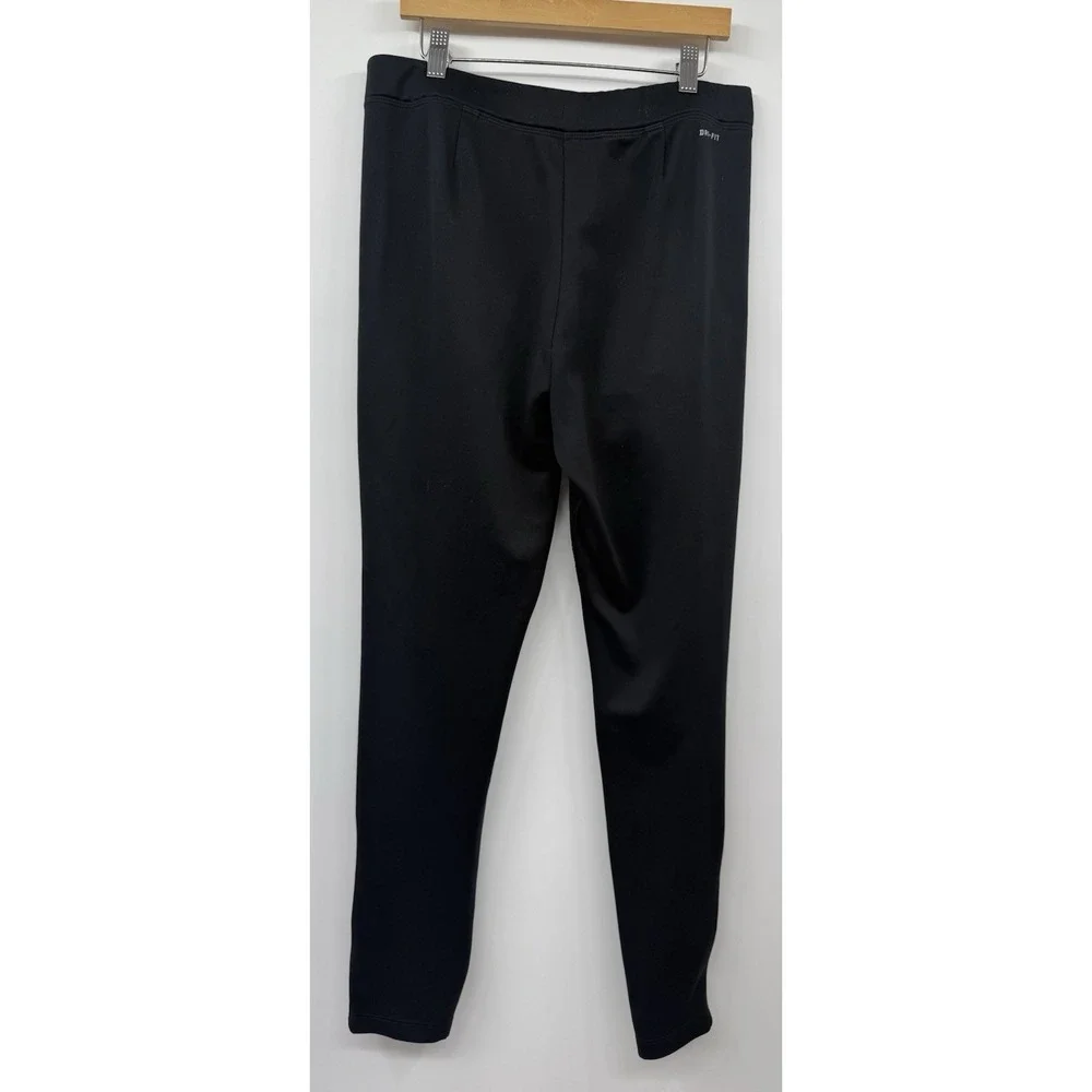 Nike Dri Fit Track Pants Womens Med Black Elastic Waist Pull On Zip Ankle EUC